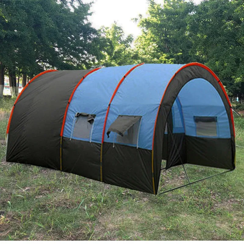 Doule Layer Tunnel Tent 5-10 person Outdoor Camping Family Tent Tourist House