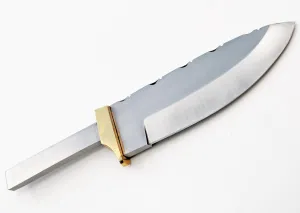 Drop Point 1095 High Carbon Steel Partial/Hidden Tang Knife Blank  Brass Finger Guard for Custom Making Knives Blade Blades Blanks Hunting
