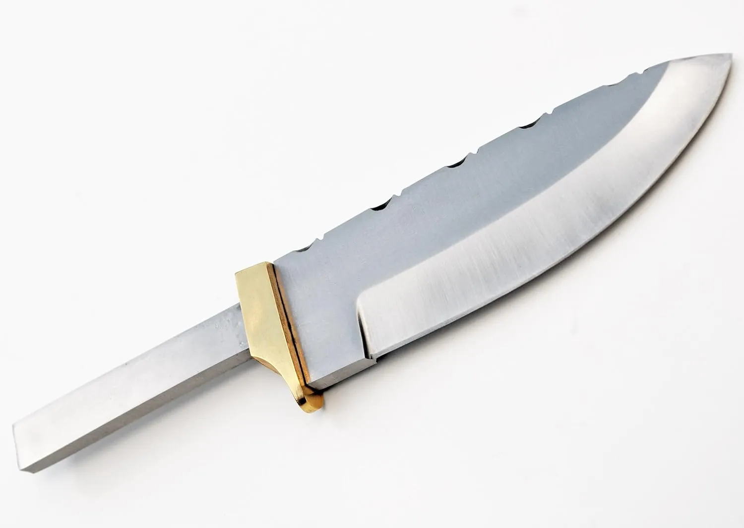Drop Point 1095 High Carbon Steel Partial/Hidden Tang Knife Blank  Brass Finger Guard for Custom Making Knives Blade Blades Blanks Hunting