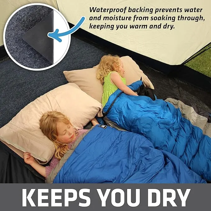 Drymate Tent Carpet Mat, Protective Waterproof Liner Keeps You Warm & Dry, Camping Floor Rug Accessory (60" x 74"), Durable, Lightweight, Soft & Comfortable, Trimmable Material (USA Made) (Charcoal)