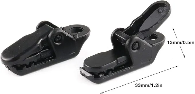 E-outstanding 12-Pack Small Outdoor Camping Awning Point Hook Tent Windbreak Clamp Plastic Crocodile Clip 33x10x13mm, Black