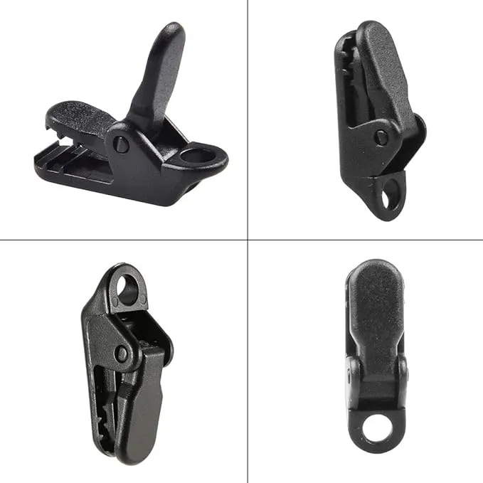 E-outstanding 12-Pack Small Outdoor Camping Awning Point Hook Tent Windbreak Clamp Plastic Crocodile Clip 33x10x13mm, Black