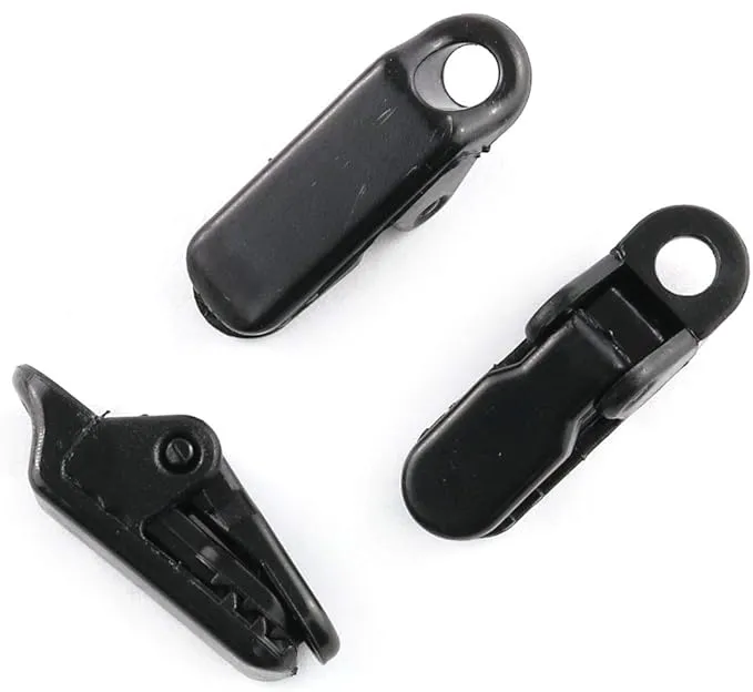 E-outstanding 12-Pack Small Outdoor Camping Awning Point Hook Tent Windbreak Clamp Plastic Crocodile Clip 33x10x13mm, Black