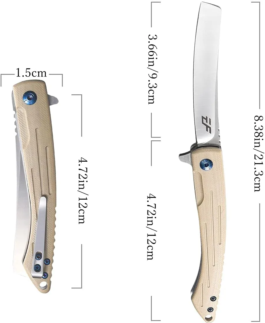 Eafengrow EF944 EDC Folding Knife D2 Steel Blade G10 Handle Reliable Locking Ball Bearing Flipper Knifes for Camping Survival Hiking (Desert)