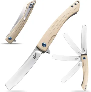 Eafengrow EF944 EDC Folding Knife D2 Steel Blade G10 Handle Reliable Locking Ball Bearing Flipper Knifes for Camping Survival Hiking (Desert)
