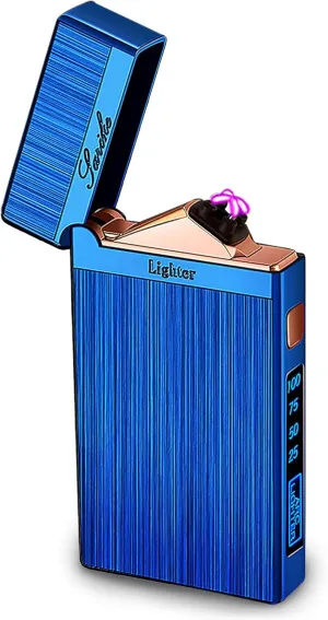Electric Lighter - USB Rechargeable, Windproof, Plasma Arc, Luxury Fashion Cool Lighter with LED Indicator and Flashlight (Blue)