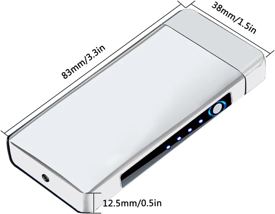 Electric Windproof Lighter, Pulsed Flame Plasma-Flame Arc Lighter - Rechargeable USB with Battery Indicator (Silver)