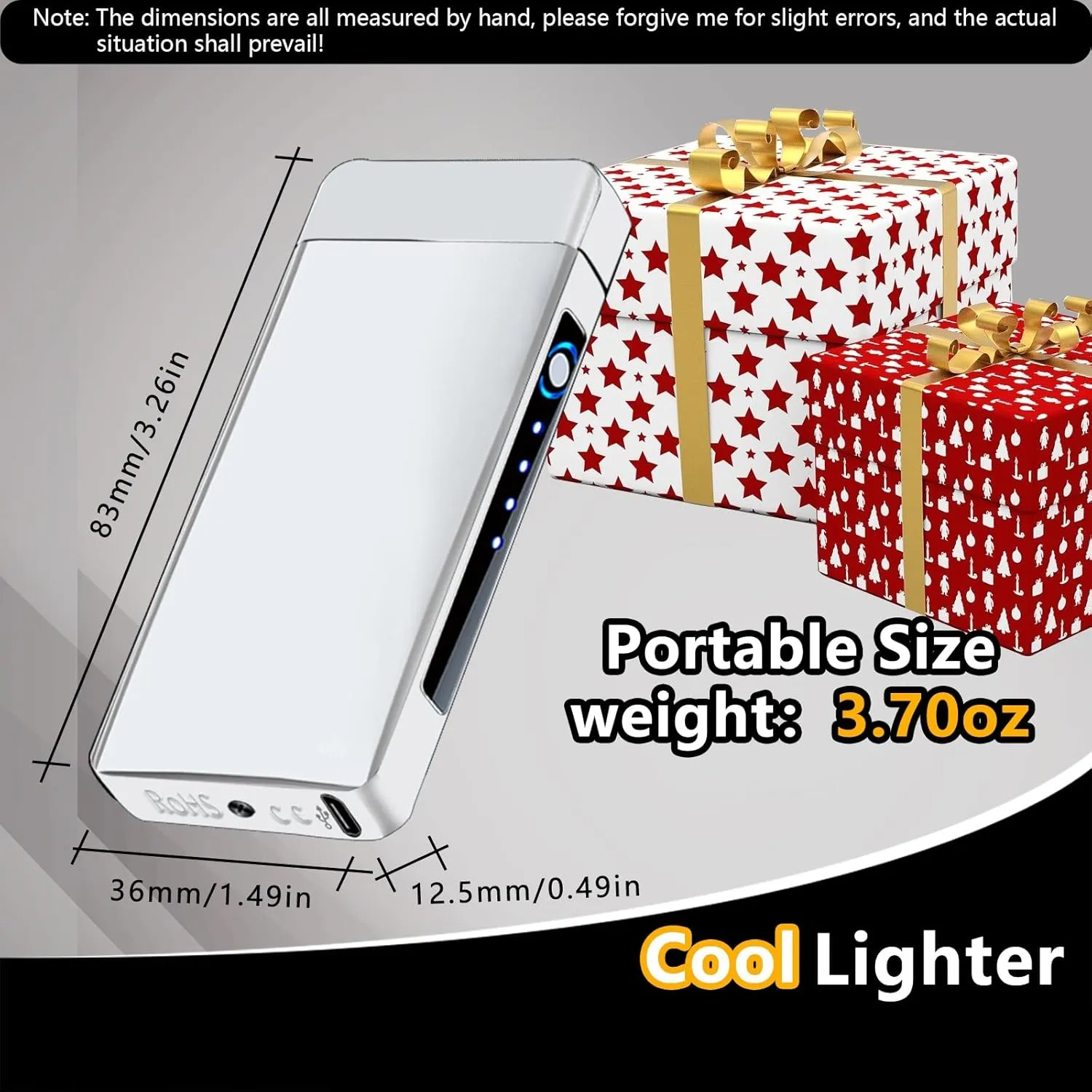 Electric Windproof Lighter, Pulsed Flame Plasma-Flame Arc Lighter - Rechargeable USB with Battery Indicator (Silver)