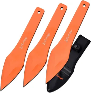 Elk Ridge - Throwing Sport Knives - Orange Stainless Steel Blades and Handles, Full Tang Construction, Set of 3, Nylon Sheath, Hunt, Camp, Outdoors - ER-TKFIX005