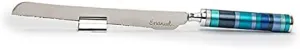 EMANUEL Yair Challah Bread Knife with Detachable Salt Shaker in Handle | Modern Multicolored Ring Design (Blue NSM-2)