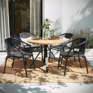 EMMA   OLIVER 4 Pack Gray Rattan Indoor-Outdoor Restaurant Stack Chair with Curved Back