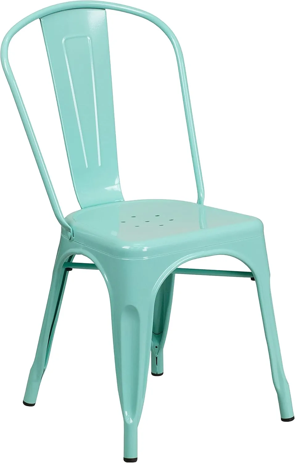 EMMA   OLIVER 4 Pack Mint Green Metal Indoor-Outdoor Stack Chair - Kitchen Furniture - Cafe Chair