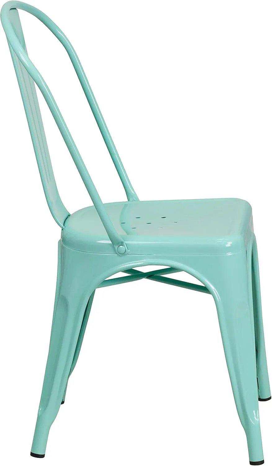 EMMA   OLIVER 4 Pack Mint Green Metal Indoor-Outdoor Stack Chair - Kitchen Furniture - Cafe Chair