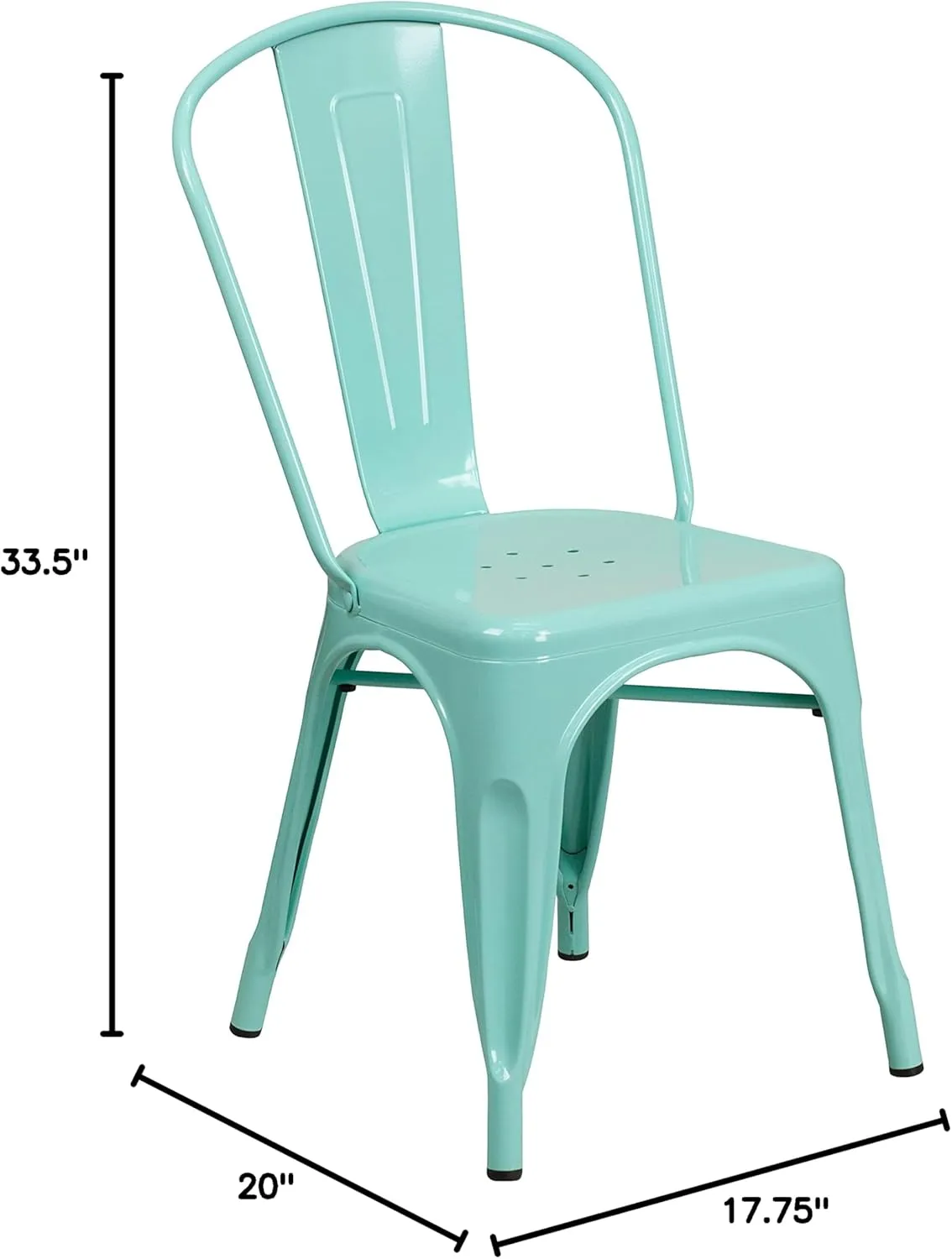 EMMA   OLIVER 4 Pack Mint Green Metal Indoor-Outdoor Stack Chair - Kitchen Furniture - Cafe Chair