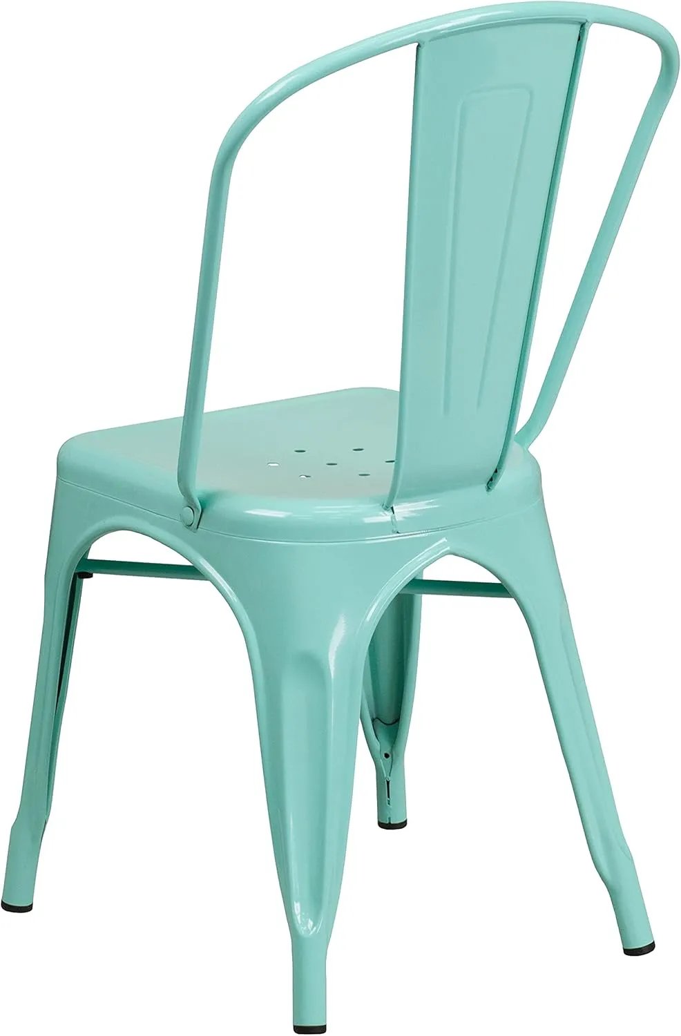 EMMA   OLIVER 4 Pack Mint Green Metal Indoor-Outdoor Stack Chair - Kitchen Furniture - Cafe Chair