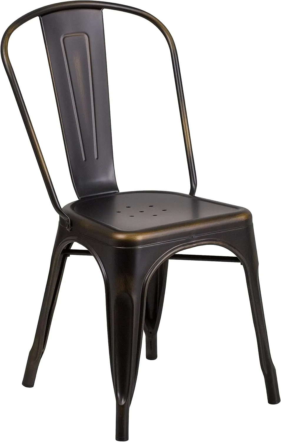 EMMA   OLIVER Commercial Grade Distressed Copper Metal Indoor-Outdoor Stackable Chair