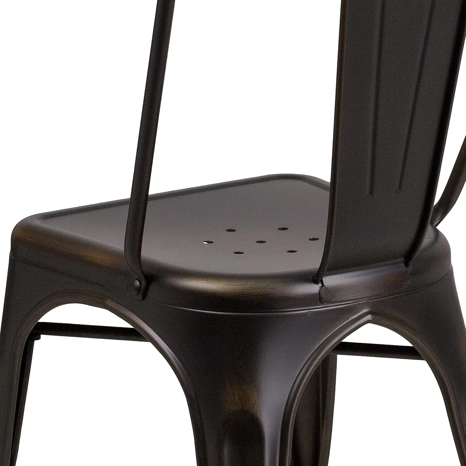 EMMA   OLIVER Commercial Grade Distressed Copper Metal Indoor-Outdoor Stackable Chair