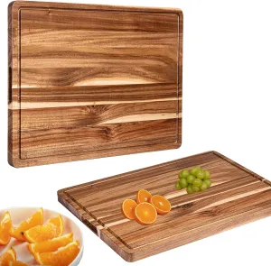 Extra Large Acacia Wood Cutting Board for Kitchen, Wood Cutting Boards With Groove, Butcher Block and Chopping Board for Meat and Vegetables
