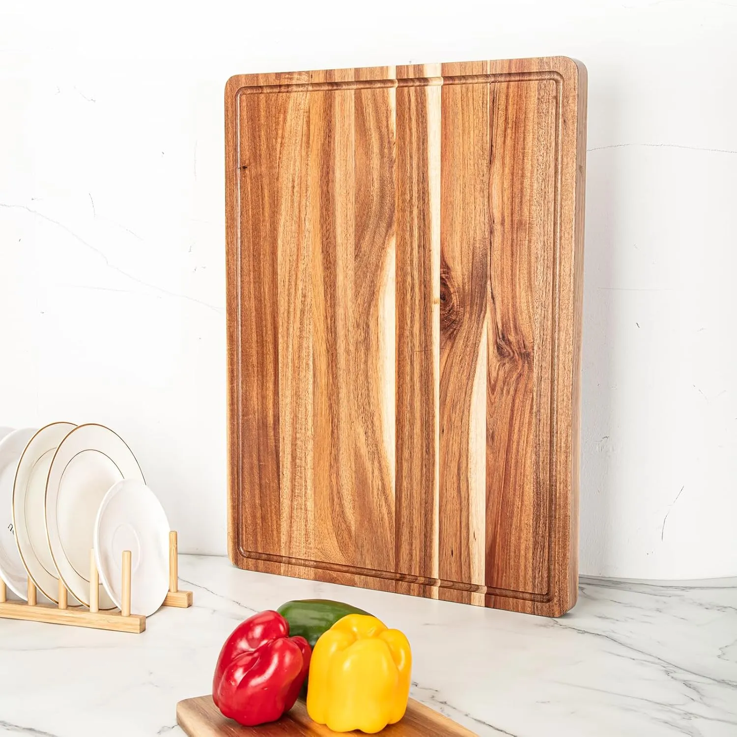 Extra Large Acacia Wood Cutting Board for Kitchen, Wood Cutting Boards With Groove, Butcher Block and Chopping Board for Meat and Vegetables