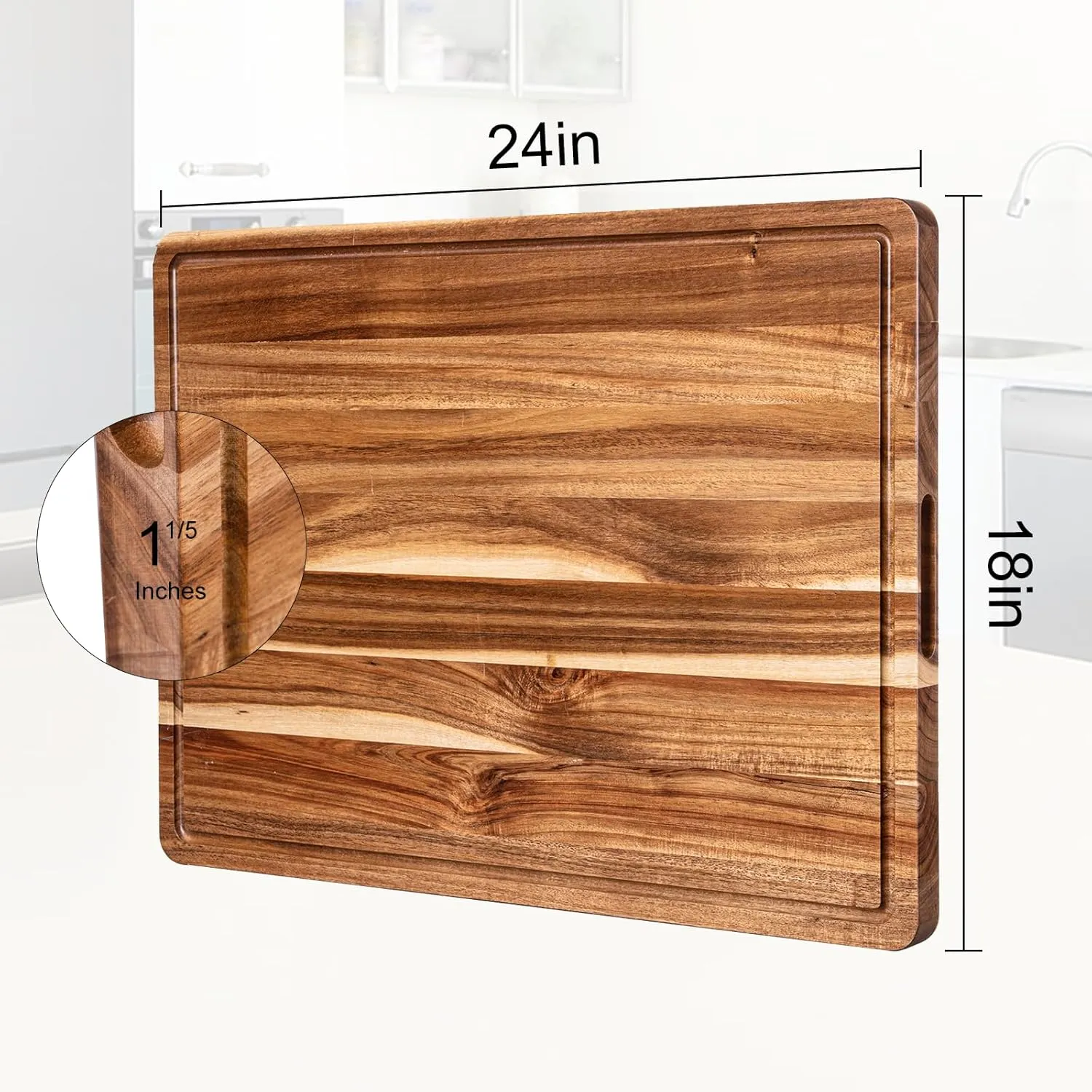 Extra Large Acacia Wood Cutting Board for Kitchen, Wood Cutting Boards With Groove, Butcher Block and Chopping Board for Meat and Vegetables