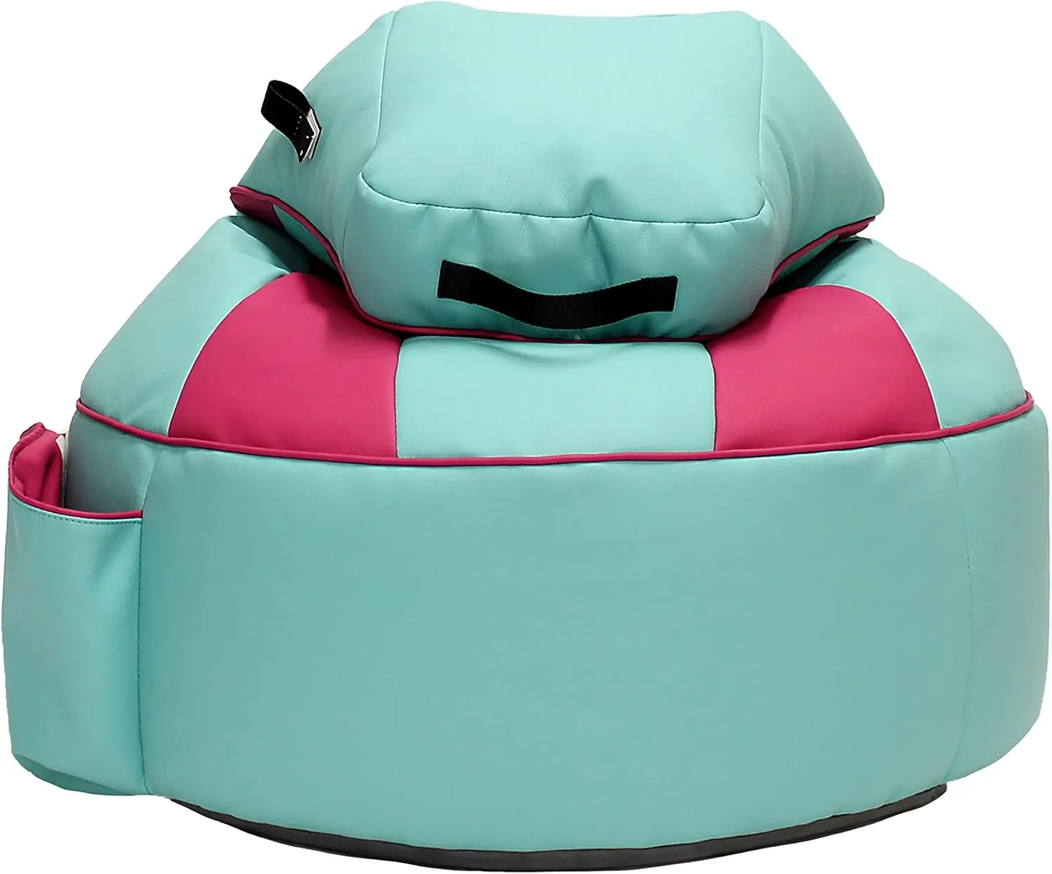 Factory Direct Partners 13928-306 SoftScape Floor Gaming Bean Bag Chair, Filled with Shape-Retaining Foam Beads - Turquoise/Raspberry