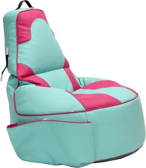 Factory Direct Partners 13928-306 SoftScape Floor Gaming Bean Bag Chair, Filled with Shape-Retaining Foam Beads - Turquoise/Raspberry