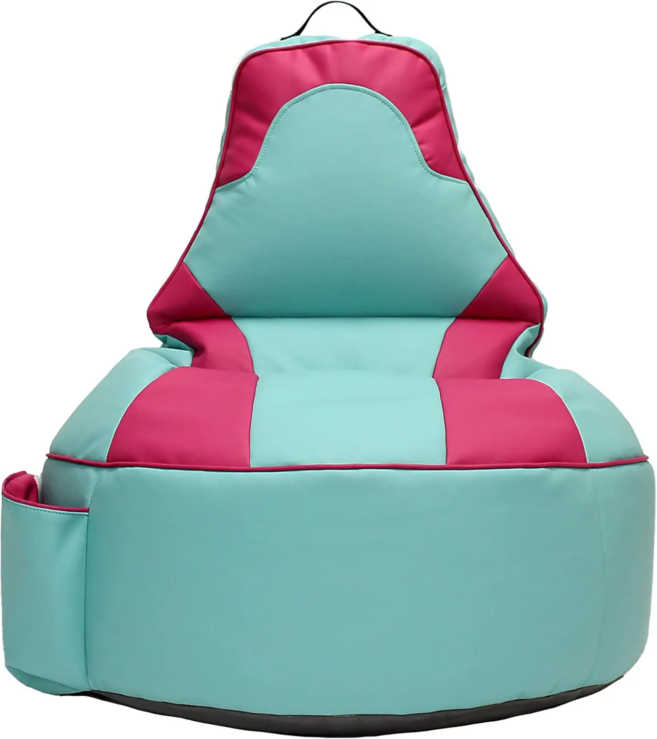Factory Direct Partners 13928-306 SoftScape Floor Gaming Bean Bag Chair, Filled with Shape-Retaining Foam Beads - Turquoise/Raspberry
