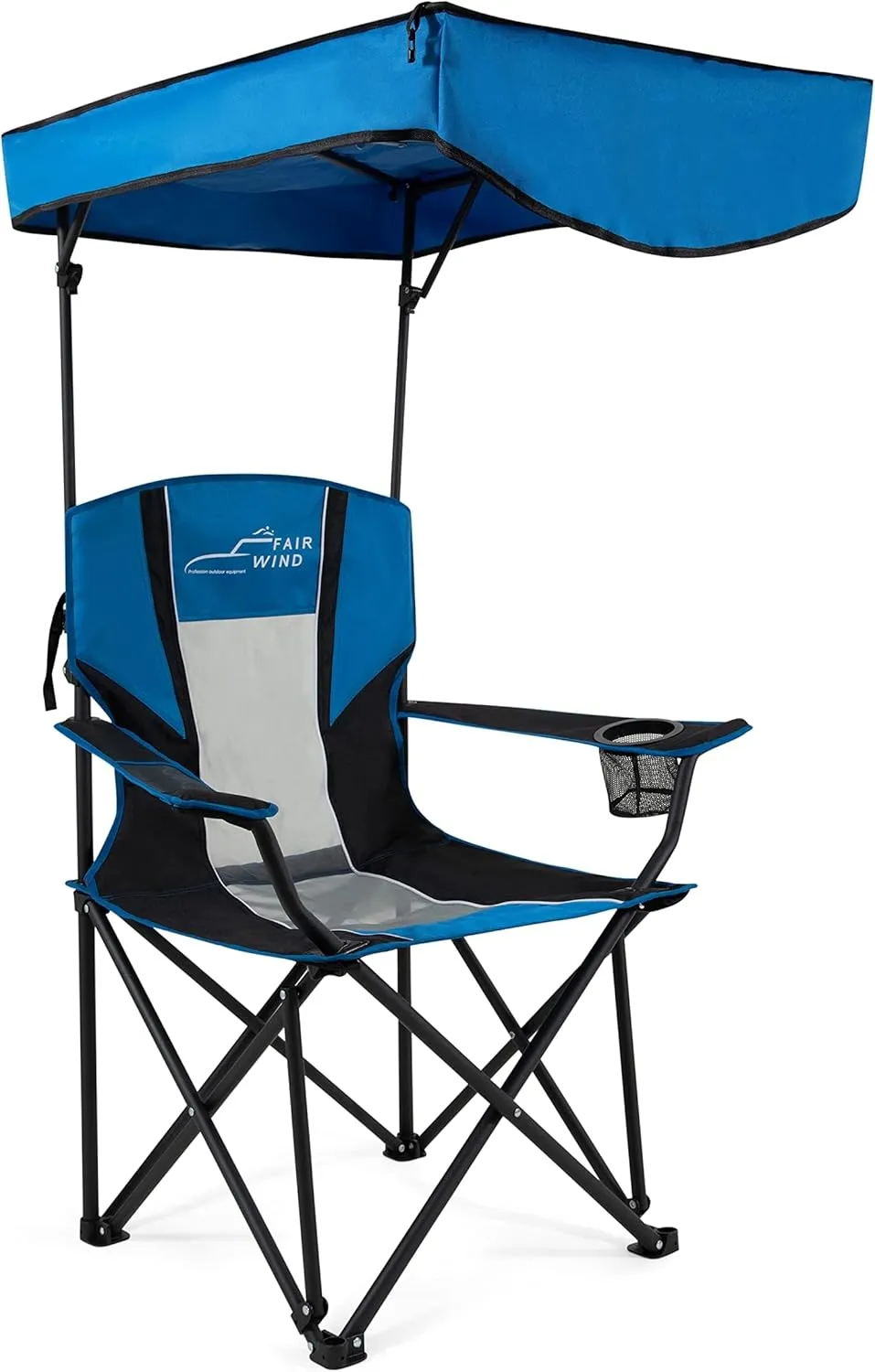 FAIR WIND Oversized Camping Lounge Chair with Adjustable Shade Canopy for Outdoor Sports - Support 350 LBS Heavy Duty Fold Quad Chair Arm Chair