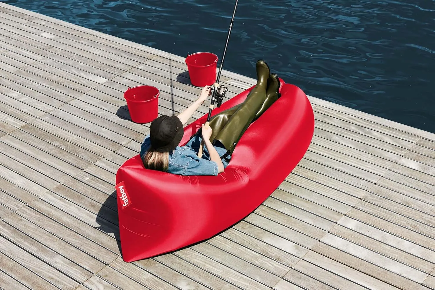 Fatboy Lamzac The Original Version 3.0 Inflatable Lounger with Carry Bag, Red