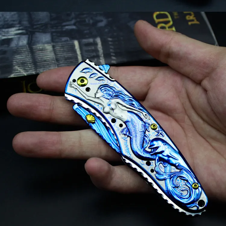 Field Survival Knife Spring Steel Folding