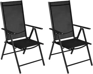 fire Pit Chairs,high Chair,Patio Furniture,Beach Chair,Folding Patio Chairs 2 pcs Aluminum and Textilene BlackFor Gardens, patios, Balconies