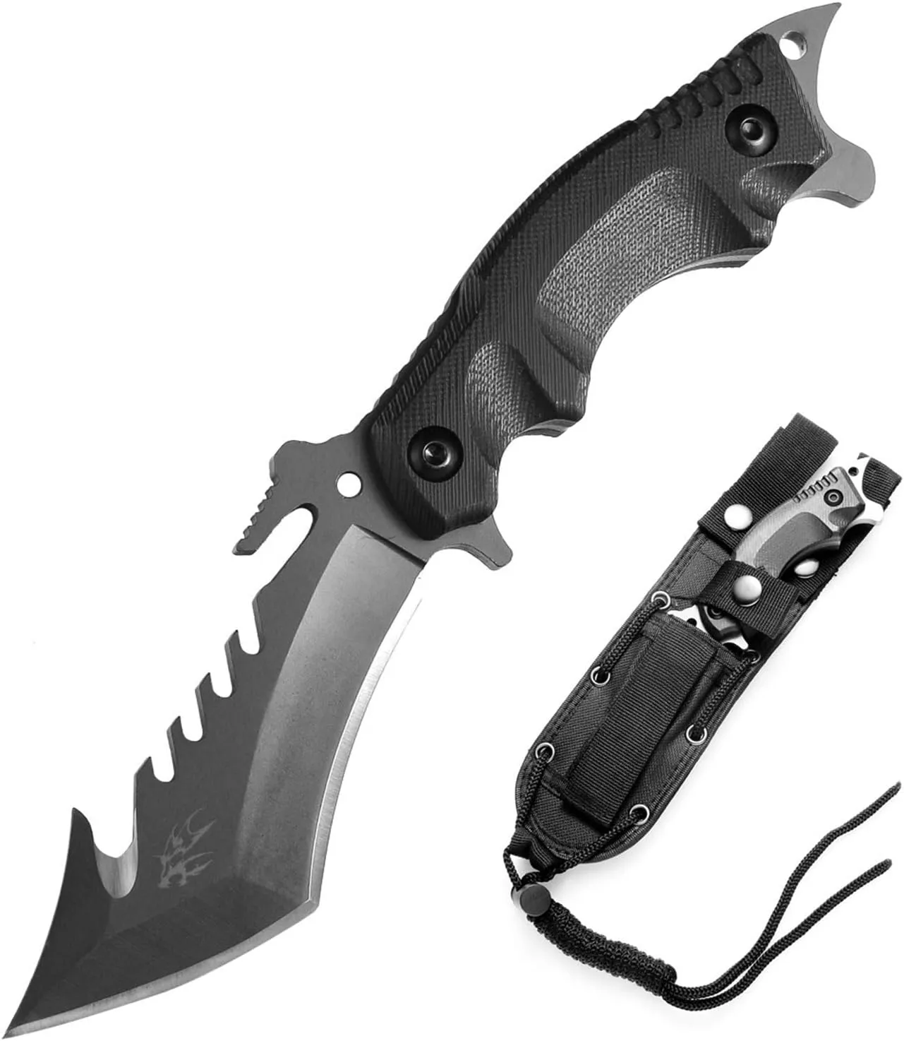 Fixed Blade Knives 420HC Stainless Steel Outdoor Survival Camping Knife with G10 Handle Nylon Sheath