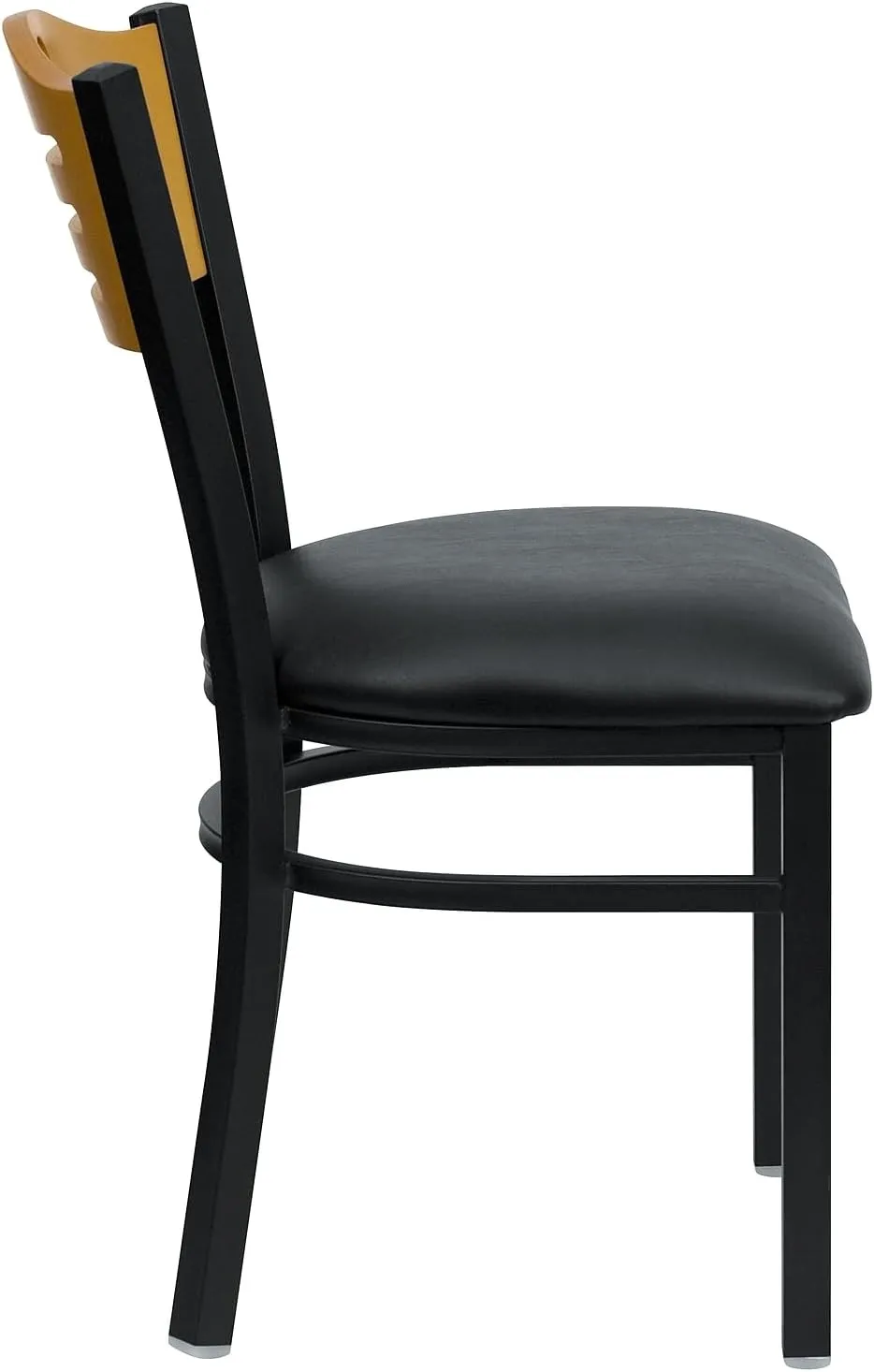Flash Furniture 2 Pack HERCULES Series Black Slat Back Metal Restaurant Chair - Natural Wood Back, Black Vinyl Seat