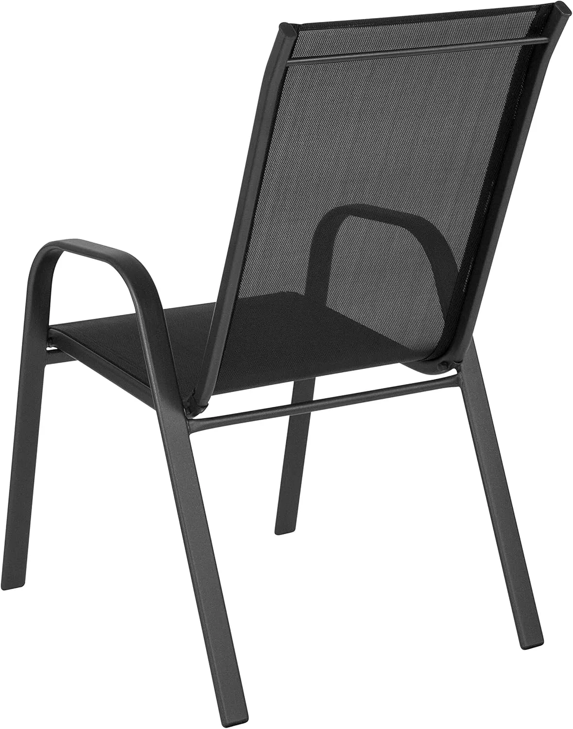Flash Furniture Brazos Series Outdoor Stackable Patio Chairs with Flex Comfort Material, Stacking Outdoor Modern Sling Patio Chairs, Black (Pack of 4)