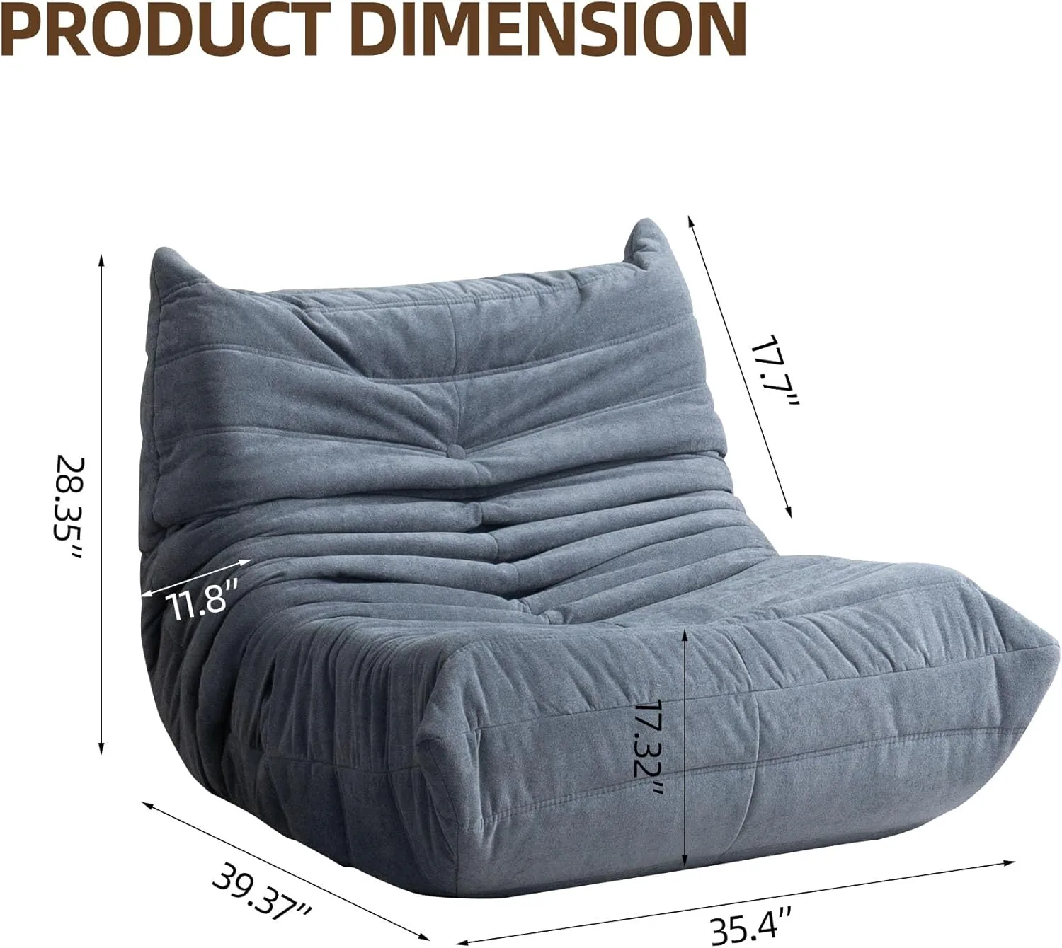 Floor Sofa Bean Bag Chair for Adults Fireside Bean Bag Lounger Memory Foam Chair for Home, Office, Apartment or Gaming Venue