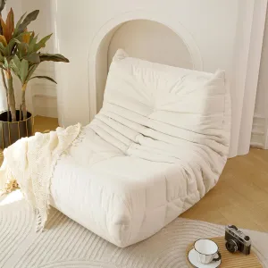 Floor Sofa Bean Bag Chair for Adults, Fireside Bean Bag Lounger with Memory Foam, Stylish Art Deco Design for Home, Water, Oil & Stain Proof Polyester Blend Upholstery, Off White