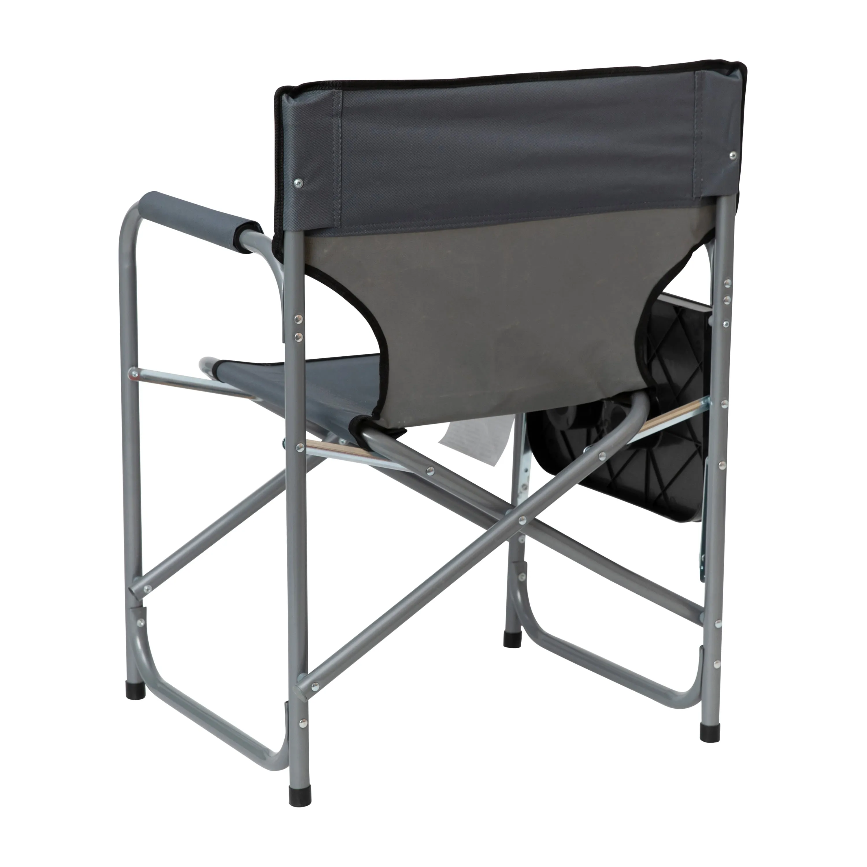 Folding Director's Camping Chair with Side Table and Cup Holder - Portable Indoor/Outdoor Steel Framed Sports Chair