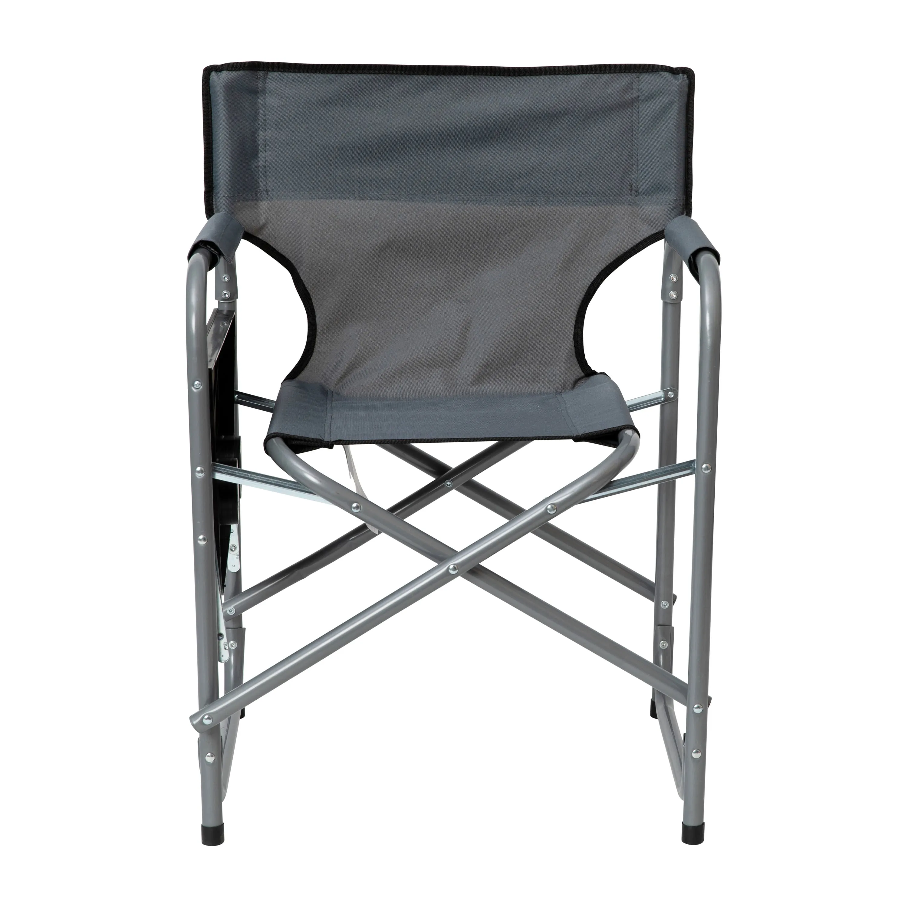 Folding Director's Camping Chair with Side Table and Cup Holder - Portable Indoor/Outdoor Steel Framed Sports Chair