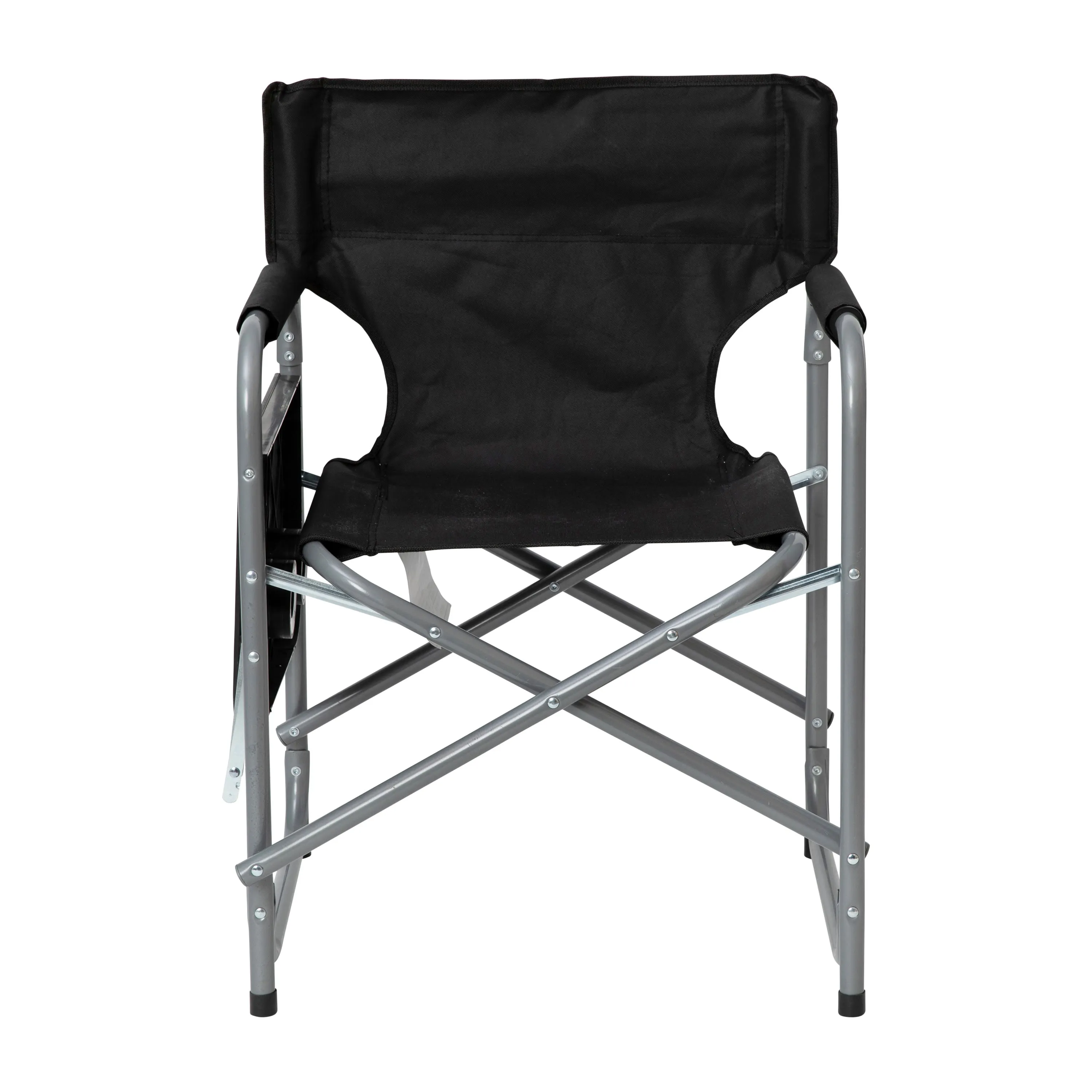 Folding Director's Camping Chair with Side Table and Cup Holder - Portable Indoor/Outdoor Steel Framed Sports Chair