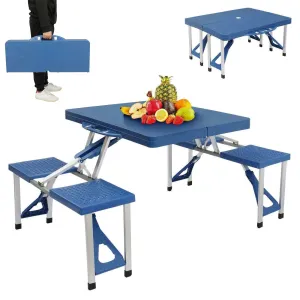 Folding Picnic Table - Portable Set with Seats for Outdoors & Camping