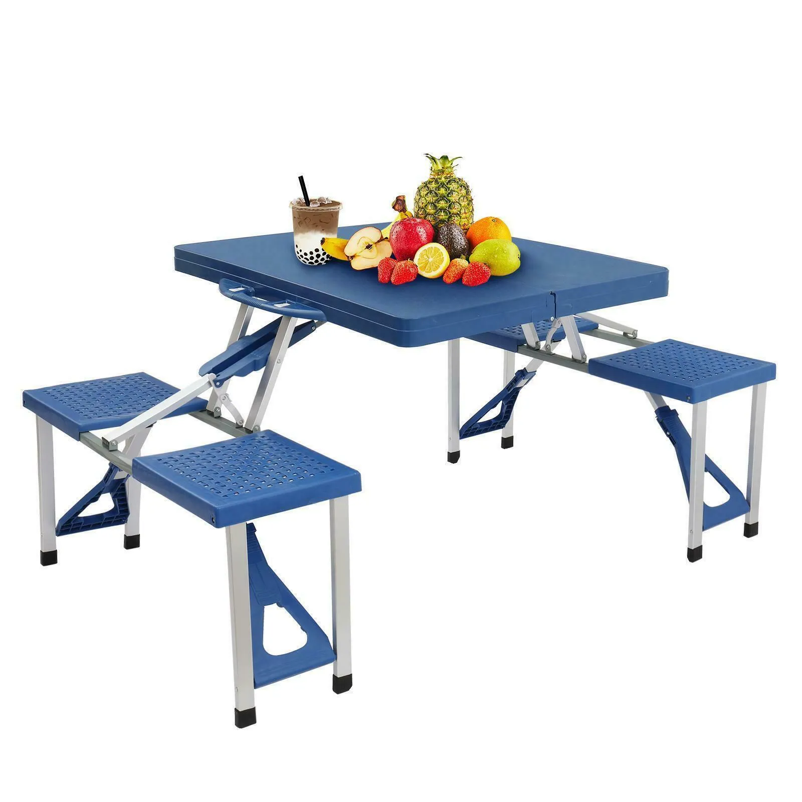 Folding Picnic Table - Portable Set with Seats for Outdoors & Camping