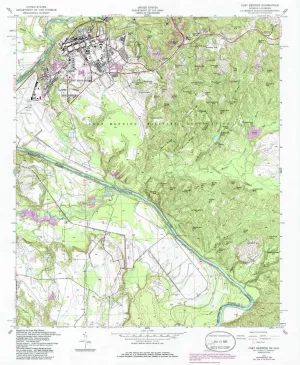 Fort Benning GA topo map, 1:24000 Scale, 7.5 X 7.5 Minute, Historical, 1955, Updated 1986, 26.8 x 22 in