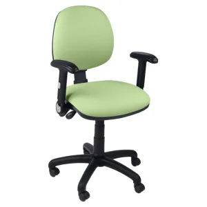Function operator chair, mid back, black base, folding arms, standard castor, fabric upholstery, light green