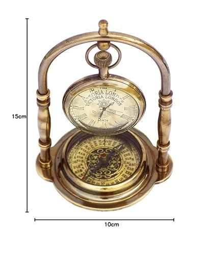 G K Enterprises Table Clock with Maritime Vintage Brass Compass Antique Victoria London Nautical Brass Antique Table Clock