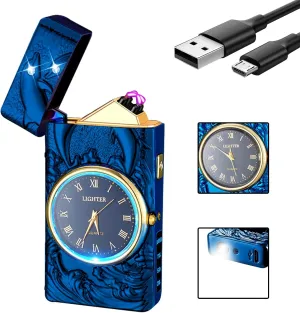 GADATOP DolphinLighter, Plasma Arc Lighter, USB Rechargeable, Windproof, Fashion Metal Luminous Watch Dial LED (Blue)