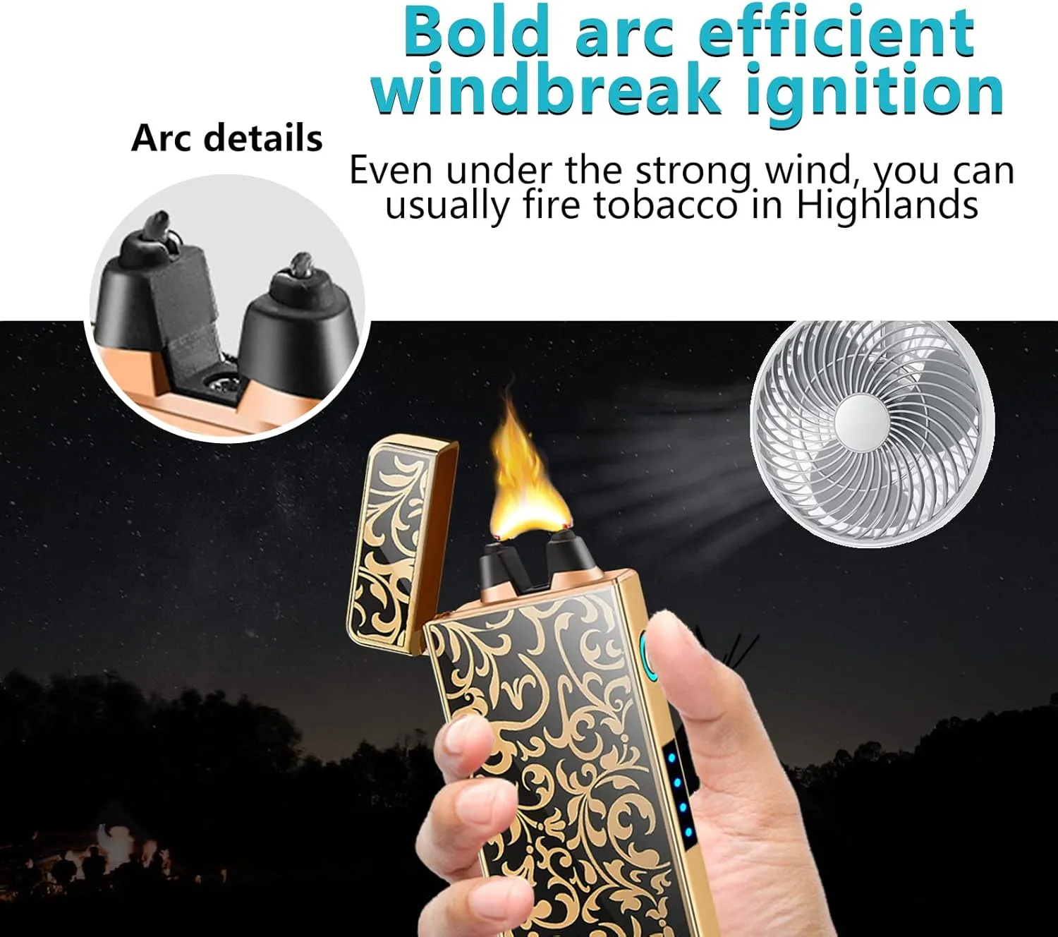 GADATOP Electric Lighters Arc Plasma Lighter USB Rechargeable Windproof Flameless Candle Lighter Cool Lighters with High Power Battery for Camping, Hiking, Explore (Flower)