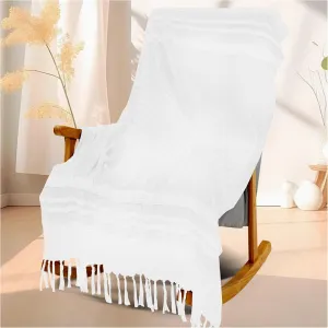 Genovega Large Summer Throw Blanket Boho Neutral Decor Bed Couch Sofa Chair Decorative Lightweight Mexican Boho Cotton White Cream Ivory Big Light Linen Tan Cute Woven Gauze Thin Bohemian Manta para