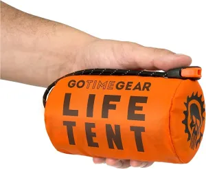 Go Time Gear Survival Life Tent • 2 Person Mylar Emergency Shelter Tube Tent   Paracord • All-Weather Protection for Camping, Hiking, & Survival Kits • Includes Emergency Whistle