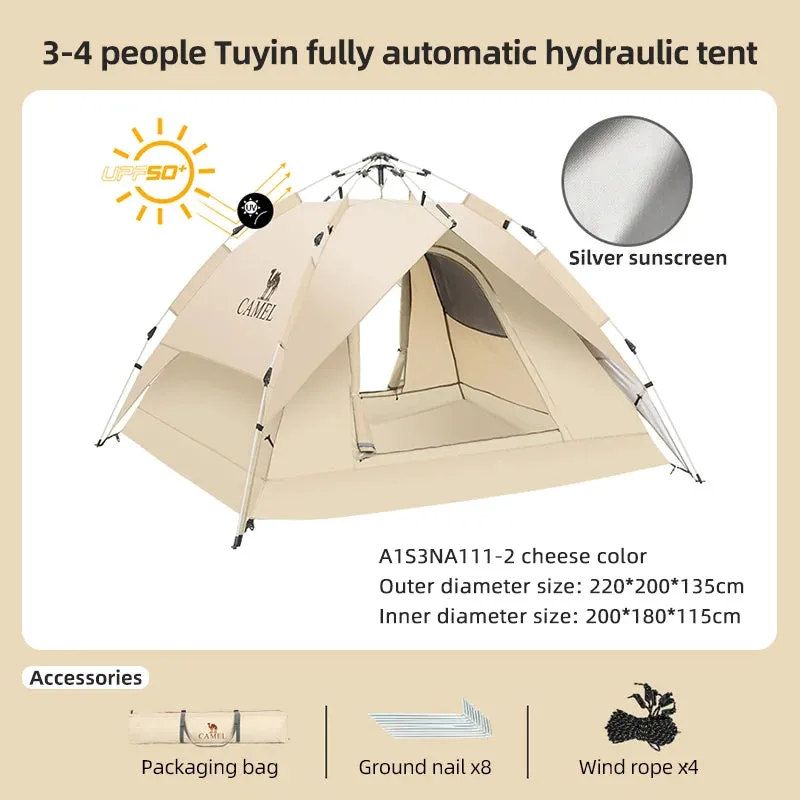 GOLDEN CAMEL 4 Person Camping Tents Travel Outdoor One-touch Tent Sun Protection Automatic Beach Tent Camping Equipment 텐트