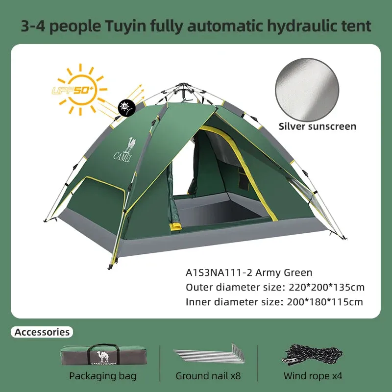 GOLDEN CAMEL 4 Person Camping Tents Travel Outdoor One-touch Tent Sun Protection Automatic Beach Tent Camping Equipment 텐트